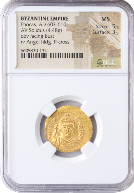 Byzantine Empire Phocas Solidus NGC MS Strike: 5 Surface: 4 4.48g