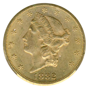 1882-CC $20 Liberty CACG AU58