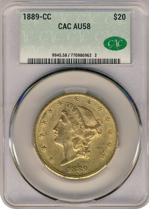 1889-CC $20 Liberty CACG AU58