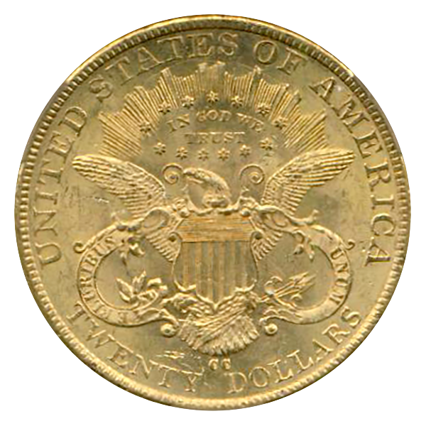 1892-CC $20 Liberty CACG AU58
