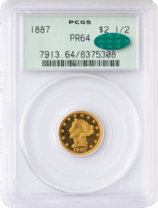 1887 $2.50 Liberty PCGS PR64 CAC