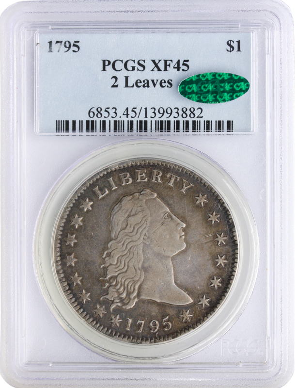 1795 Flowing Hair $1 2 Leaves PCGS XF45 CAC 1795 Flowing Hair $1 2 Leaves PCGS XF45 CAC