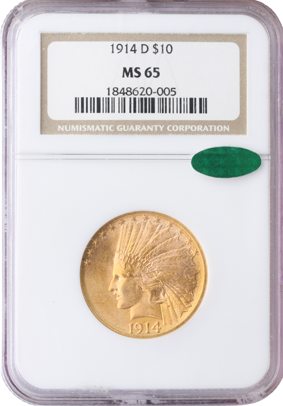 1914-D $10 Indian NGC MS65 CAC 1914-D $10 Indian NGC MS65 CAC