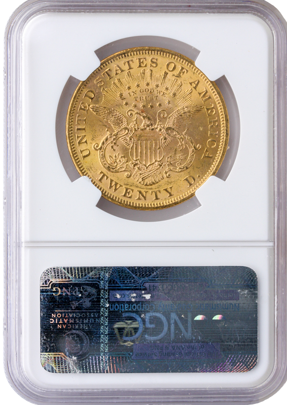 1873 $20 Liberty Open 3 NGC MS62