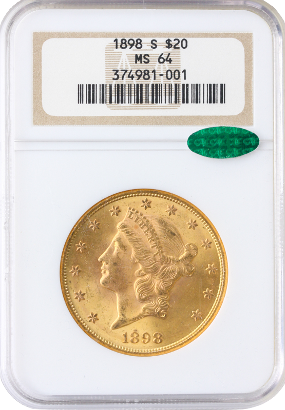 1898-S $20 Liberty NGC MS64 CAC 1898-S $20 Liberty NGC MS64 CAC