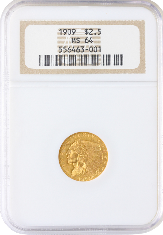 1909 $2.50 Indian NGC MS64 1909 $2.50 Indian NGC MS64