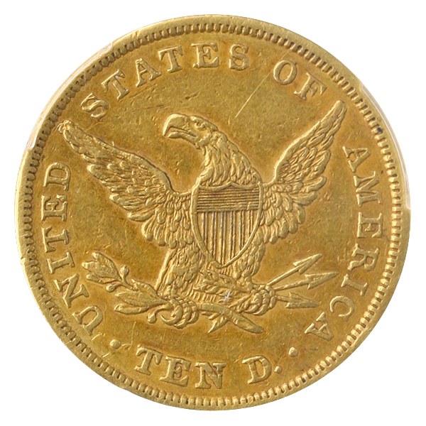 1839/8 $10 Liberty Type of 1838  Type 1 Covered Ear PCGS XF45 CAC