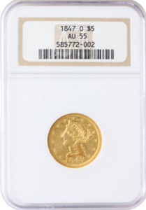 1847-O $5 Liberty NGC AU55