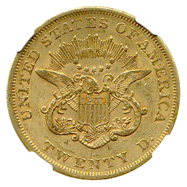 1861 $20 Liberty NGC AU55 CAC