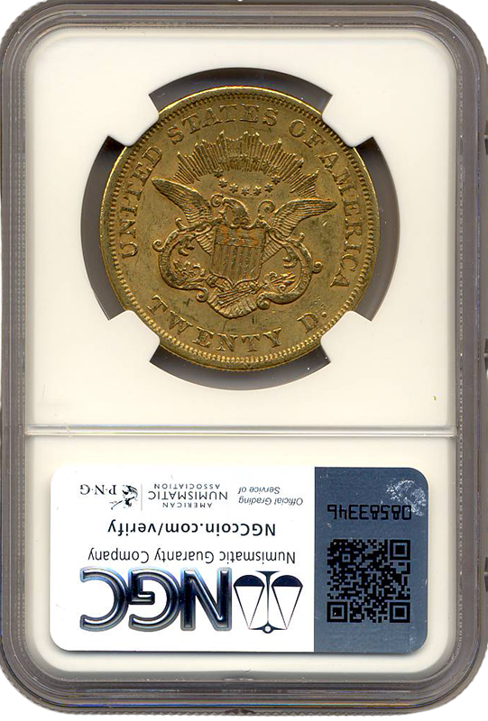 1861 $20 Liberty NGC AU55 CAC