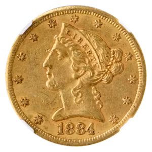 1884-CC $5 Liberty NCG AU55 CAC