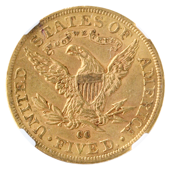 1884-CC $5 Liberty NCG AU55 CAC 1884-CC $5 Liberty NCG AU55 CAC