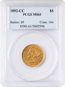 1892-CC $5 Liberty PCGS MS61