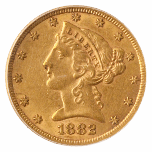 1882-CC $5 Liberty PCGS AU53 CAC