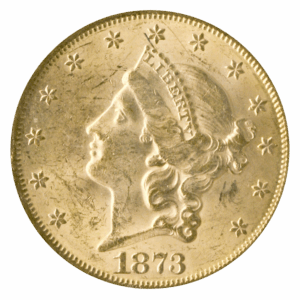 1873 $20 Liberty Open 3 PCGS MS61
