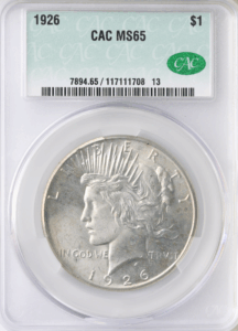 1926 Peace $1 CACG MS65 CAC