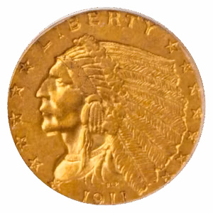 1911-D $2 1/2 Indian Gold Coin PCGS AU53 CAC