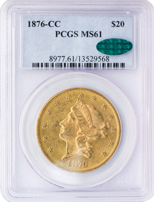 1876-CC $20 Liberty PCGS MS61 CAC