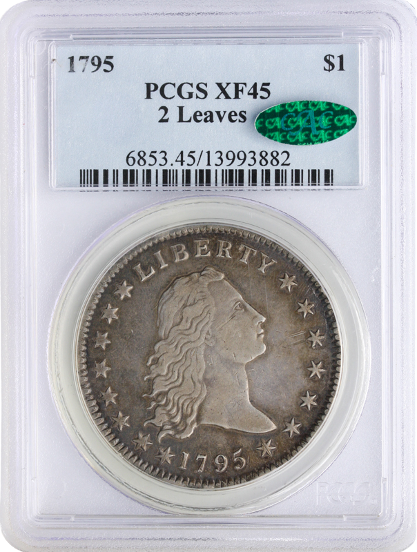 1795 Flowing Hair $1 2 Leaves PCGS XF45 CAC 1795 Flowing Hair $1 2 Leaves PCGS XF45 CAC