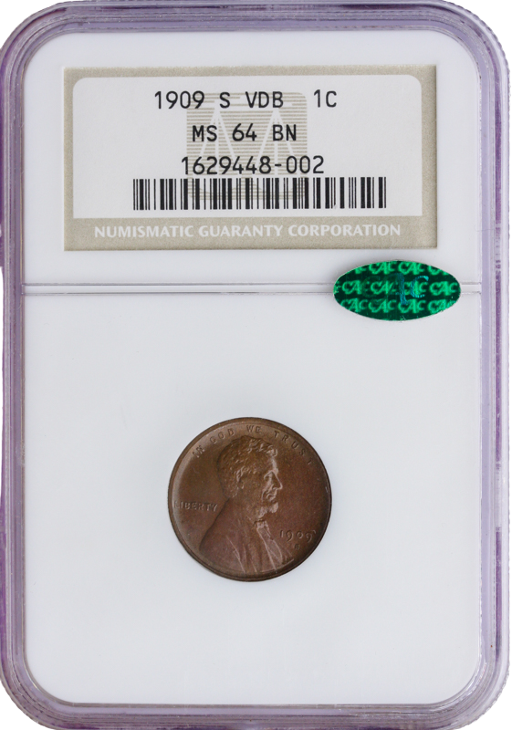 1909-S VDB Lincoln Cent NGC MS64 BN CAC 1909-S VDB Lincoln Cent NGC MS64 BN CAC