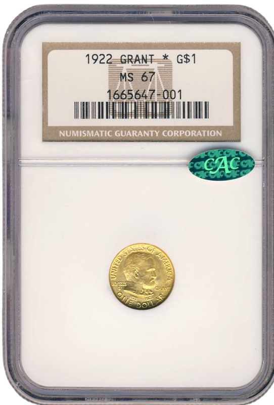 1922 Grant $1 Gold Commemorative With Star NGC MS67 CAC 1922 Grant $1 Gold Commemorative With Star NGC MS67 CAC