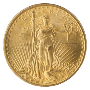 1907 No Motto $20 Saint Gaudens PCGS MS64