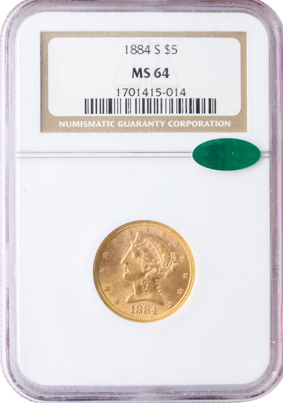 1884-S $5 Liberty NGC MS64 1884-S $5 Liberty NGC MS64