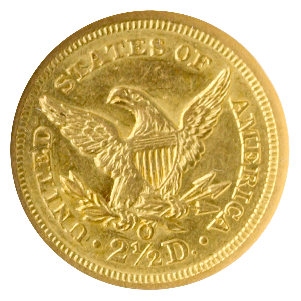 1843-O $2.50 Liberty NGC AU55 CAC 1843-O $2.50 Liberty NGC AU55 CAC