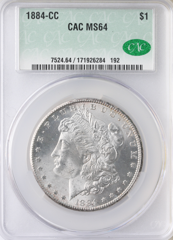 1884-CC Morgan $1 CACG MS64 CAC