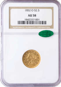 1852-O $2.50 Liberty NGC AU58 CAC