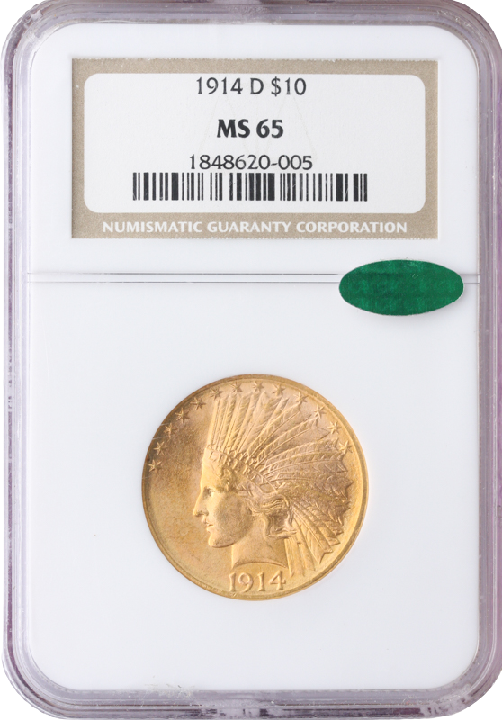 1914-D $10 Indian NGC MS65 CAC 1914-D $10 Indian NGC MS65 CAC