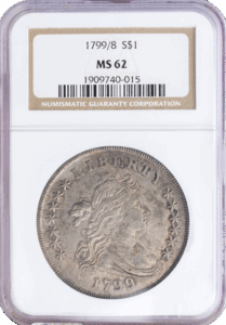 1799/8 Draped Bust $1 Large Eagle 13-Stars NGC MS62