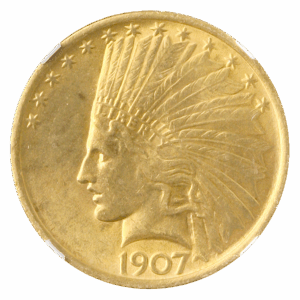 1907 $10 Indian NGC MS64+ CAC