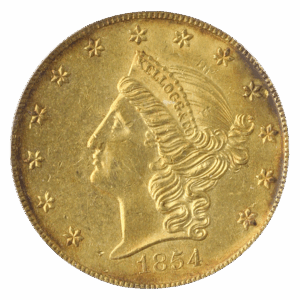 1854 $20 KELLOGG PCGS MS61 CAC