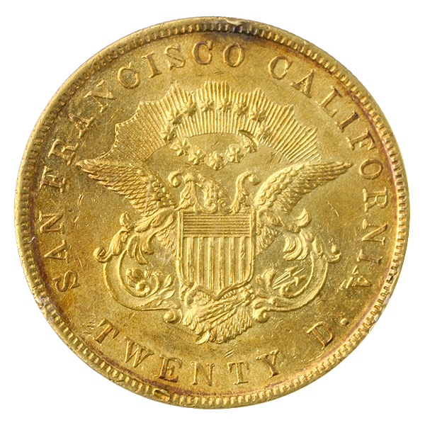 1854 $20 KELLOGG PCGS MS61 CAC