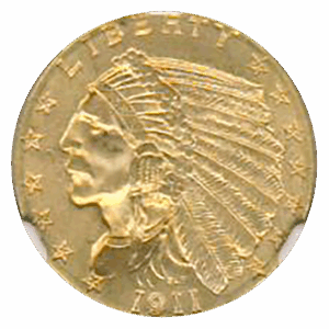 1911-D $2.50 Indian NGC MS64 CAC +