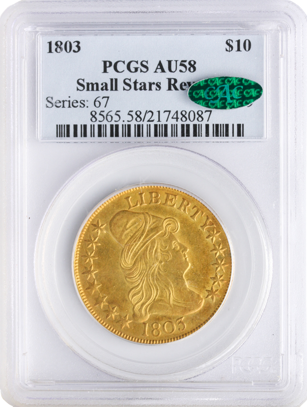 1803 $10 Draped Bust Small Stars Reverse PCGS AU58 CAC