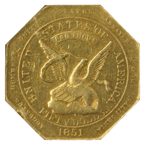 1851 $50 Humbert 880 Reeded Edge NGC XF45