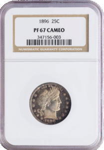 1896 Barber Quarter NGC PR67 CAC