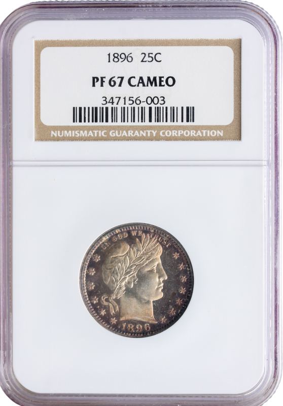 1896 Barber Quarter NGC PR67 CAC