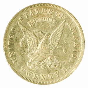 1853 $20 ASSAY SSCA .884 Pinch Of Dust PCGS AU55 +