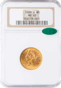 1899-S $5 Liberty NGC MS65 CAC