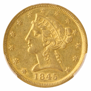 1845-O $5 Liberty CACG AU58