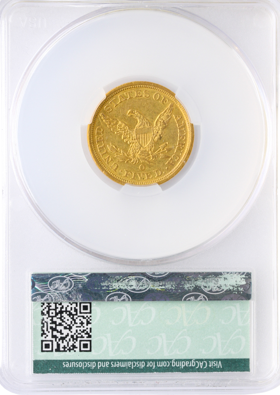 1845-O $5 Liberty CACG AU58 1845-O $5 Liberty CACG AU58