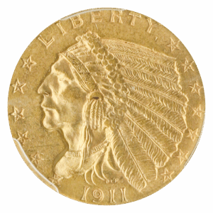 1911-D $2 1/2 Indian PCGS MS64 CAC