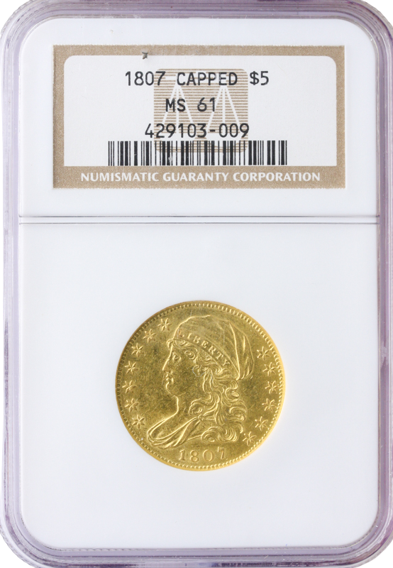 1807 $5 Capped Bust NGC MS61