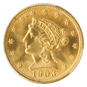 1903 $2 1/2 Liberty Gold Coin PCGS Mint State 67(MS67) CAC