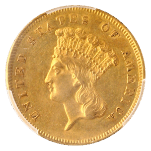 1856-S $3 Indian Princess PCGS AU58 CAC