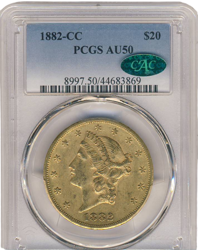 1882-CC $20 Liberty PCGS AU50 CAC 1882-CC $20 Liberty PCGS AU50 CAC