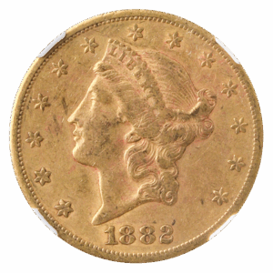 1882-CC $20 Liberty NGC AU53